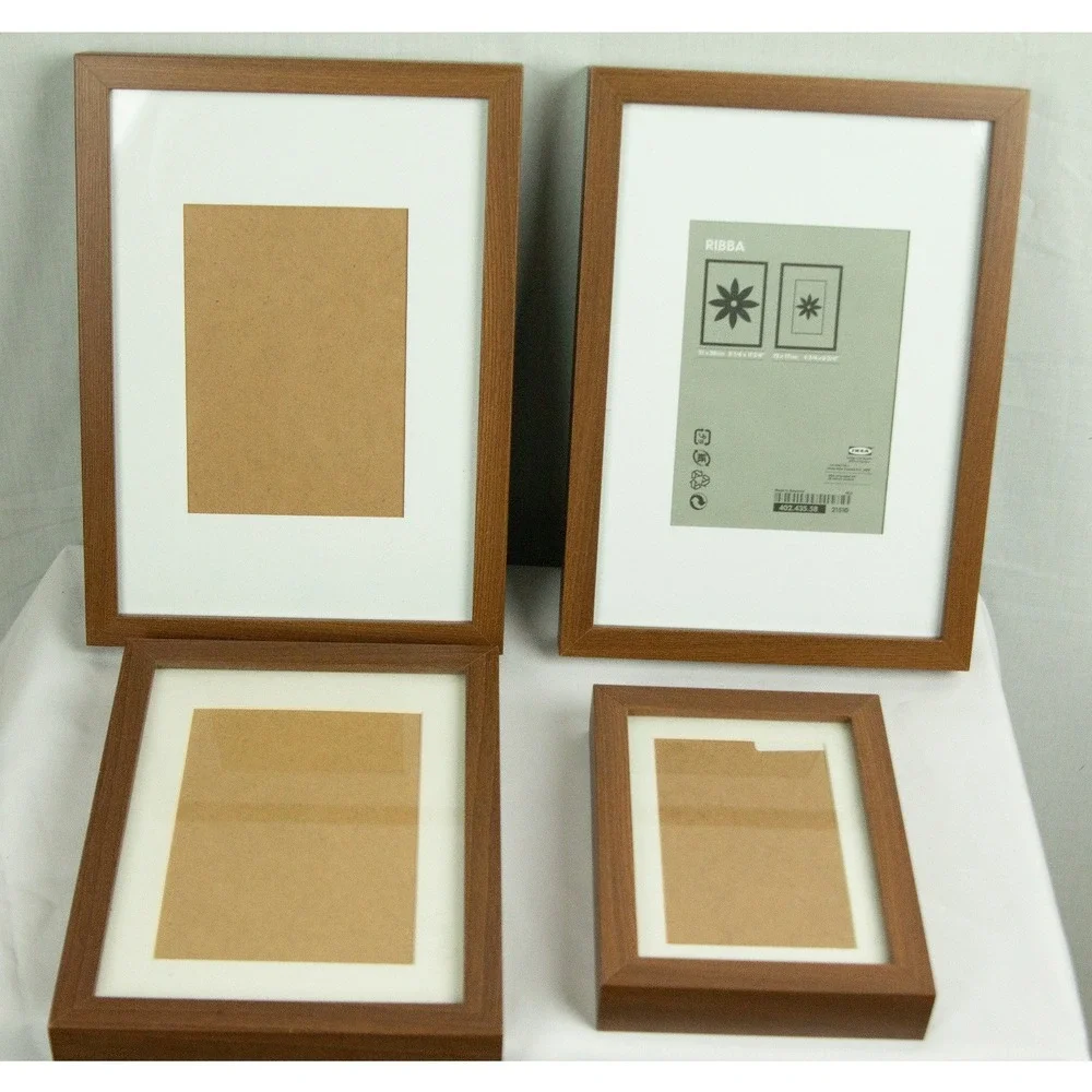 IKEA RIBBA Brown Wood Effect Picture Frames Shadow Box Style Lot of 3